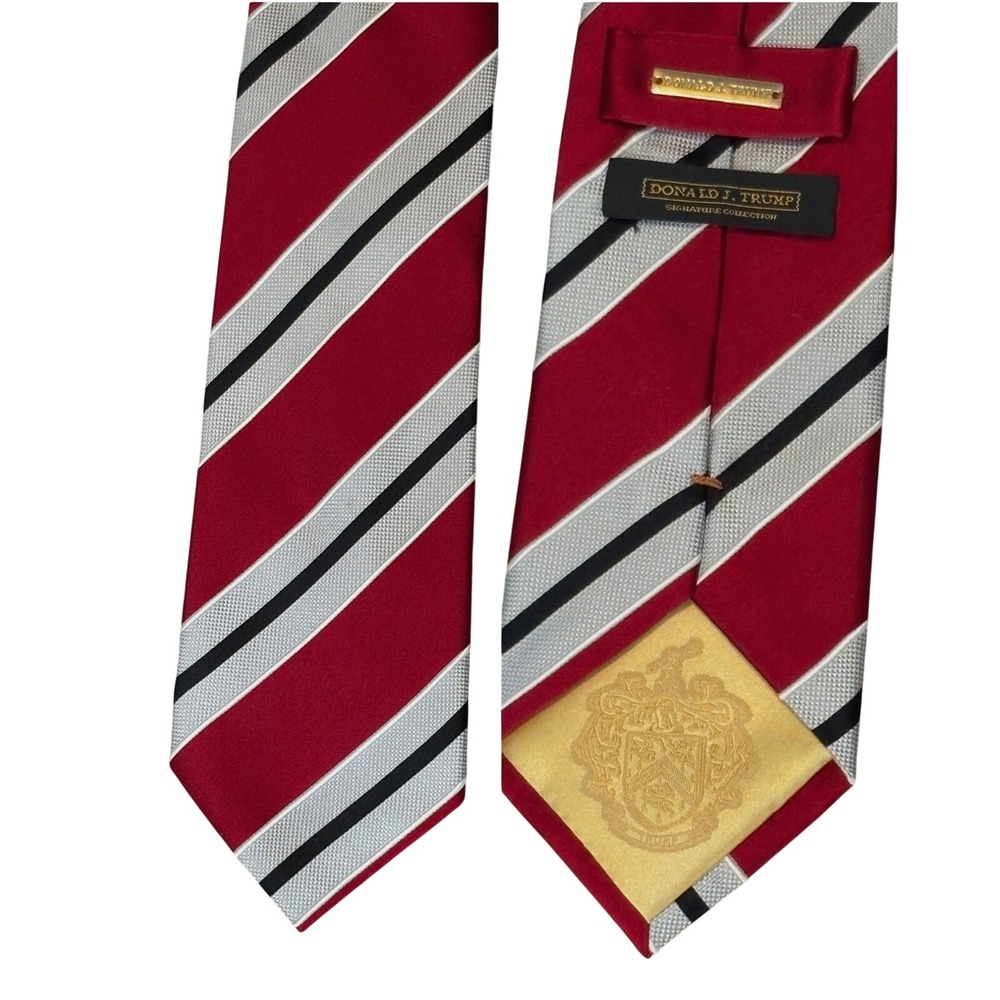 Donald J. Trump Necktie Mens One Size Red Striped Signature Collection Silk Tie